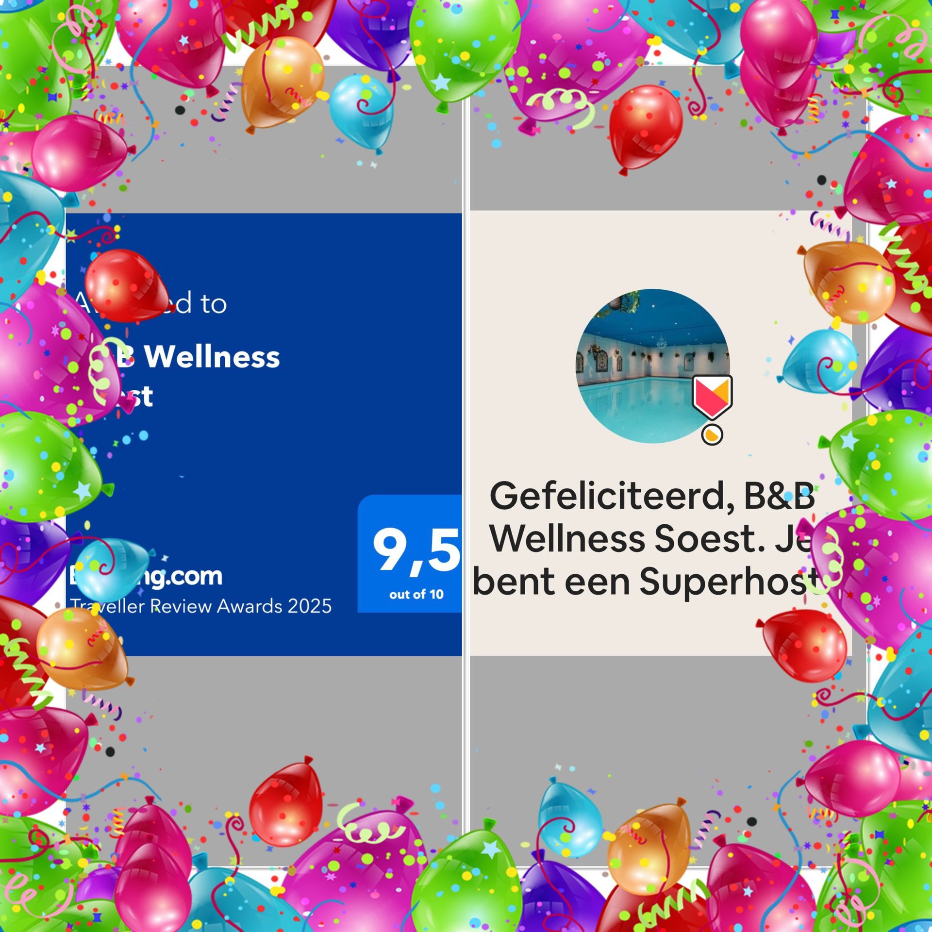 Airbnb Superhost  and Booking Traveller Award 