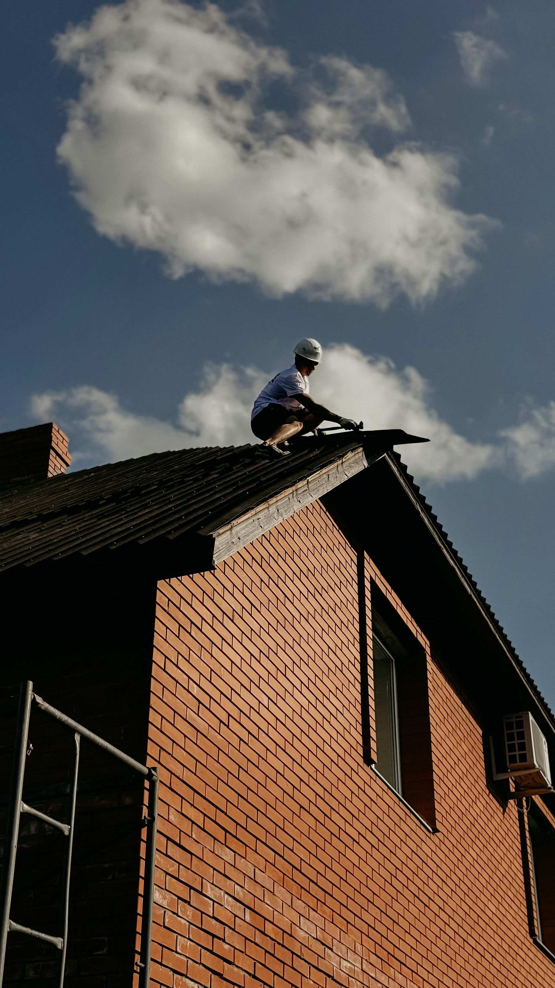 Roofing crew working on a home in Round Rock, Texas