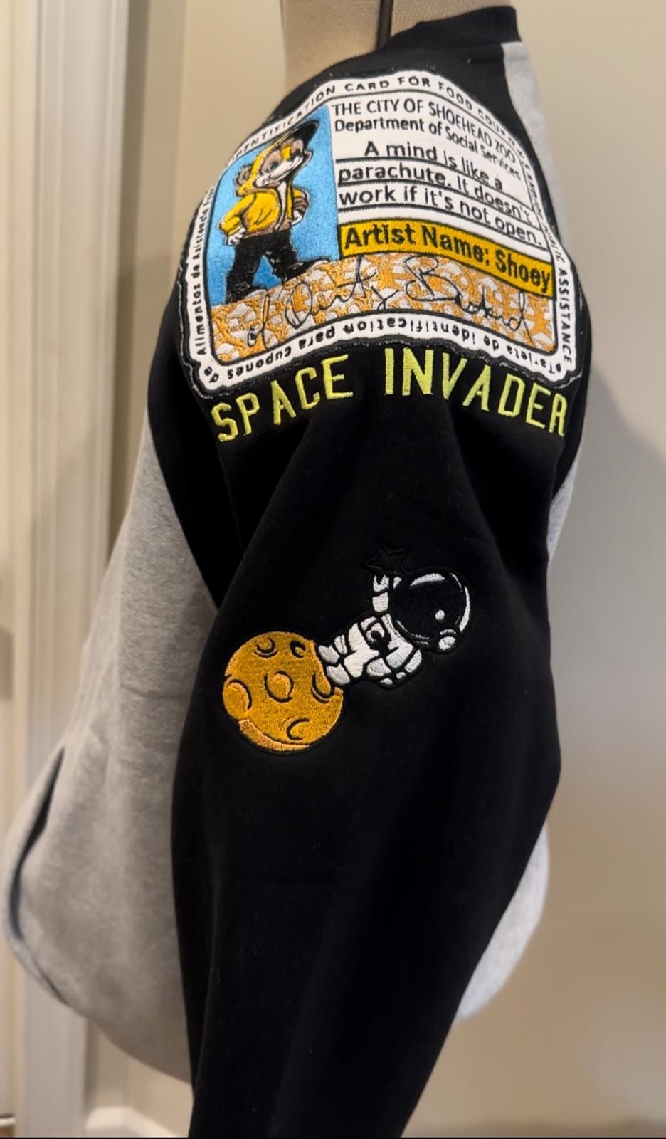 Black and gray jacket sleeve with