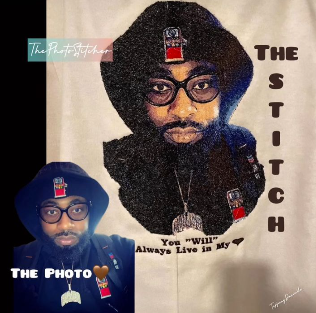 A picture of a man with glasses and a hat with the words