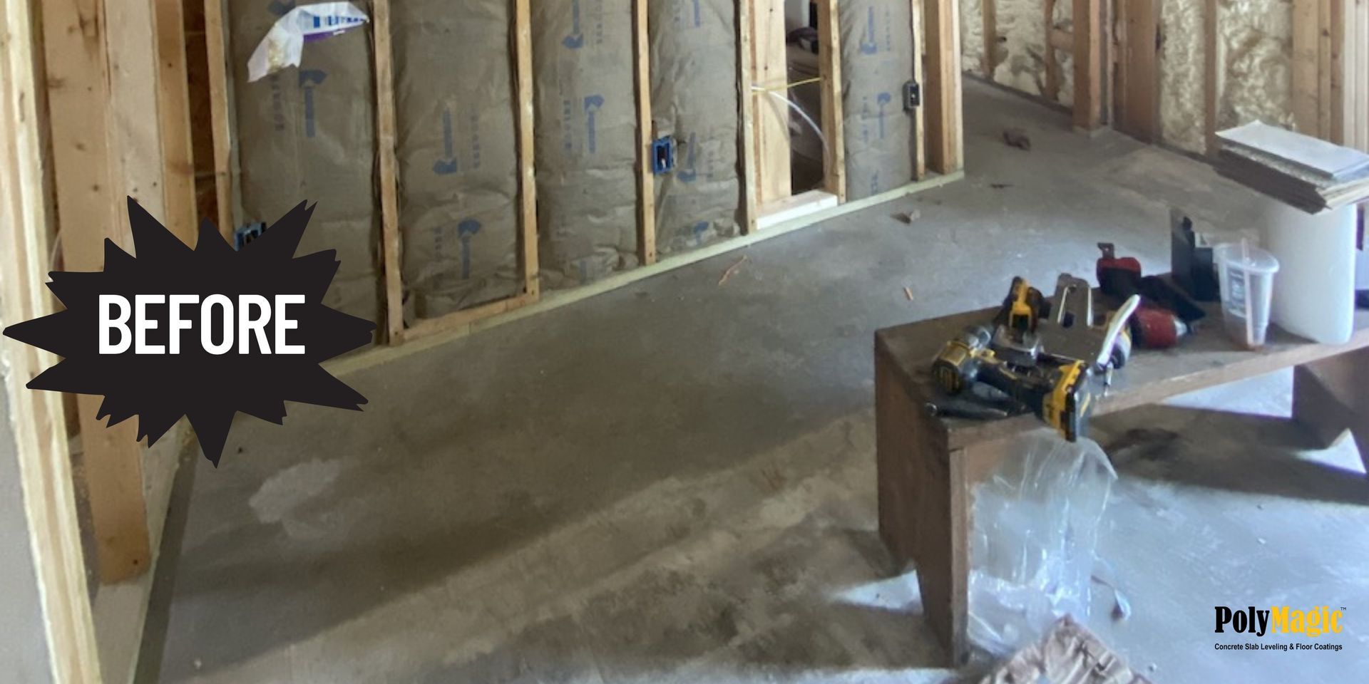 A before picture of a room in a house under construction.