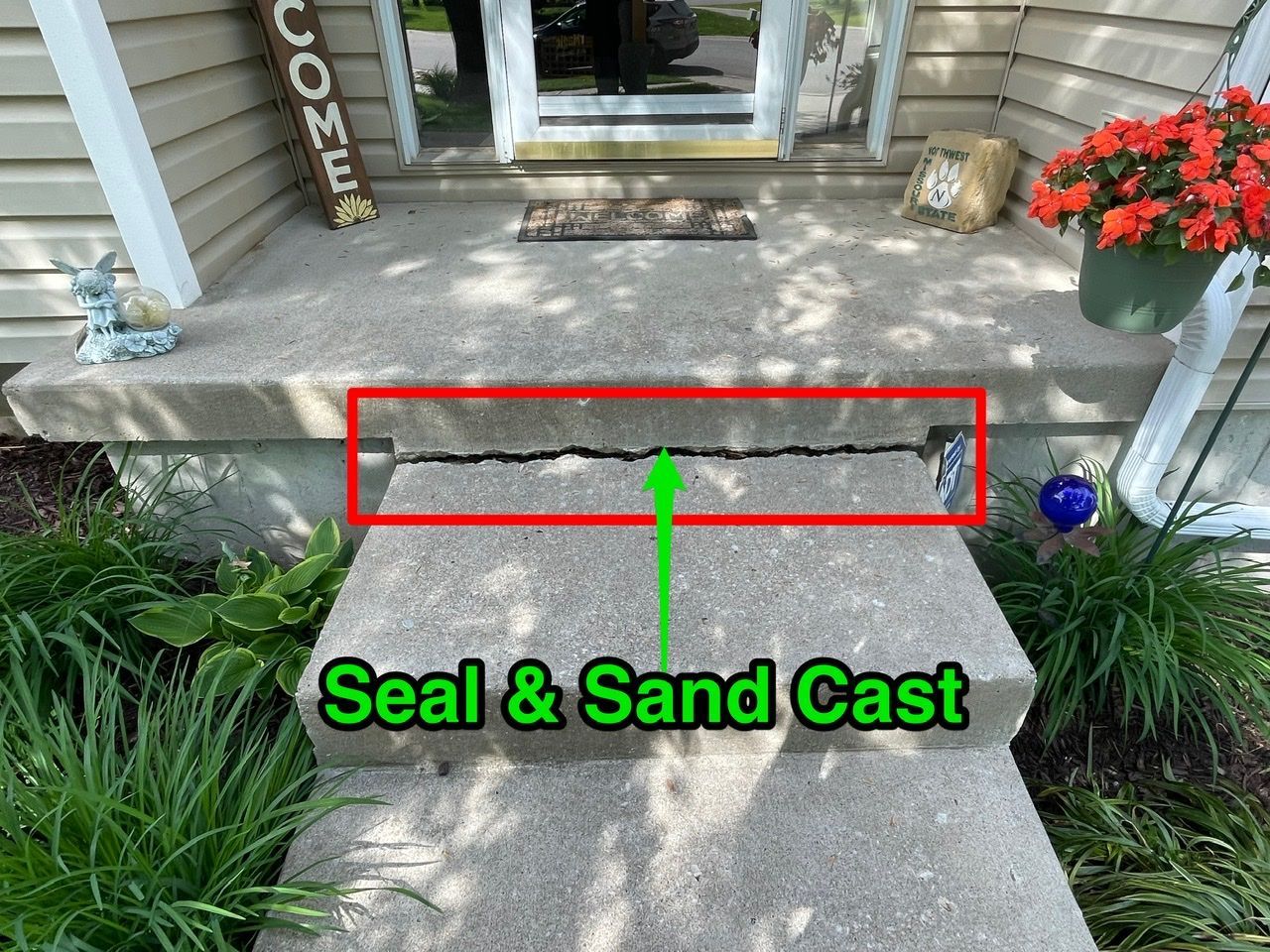 concrete stairs before being sealed and sand casted