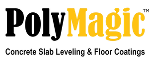 The logo for polymagic concrete slab leveling and floor coatings