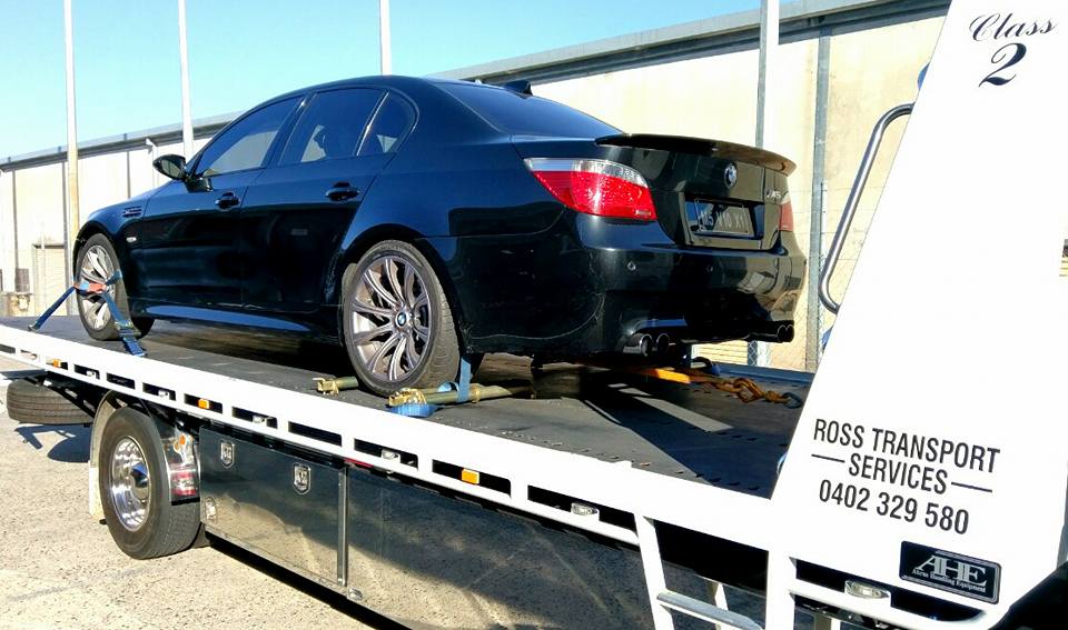 rear view of a car being transported