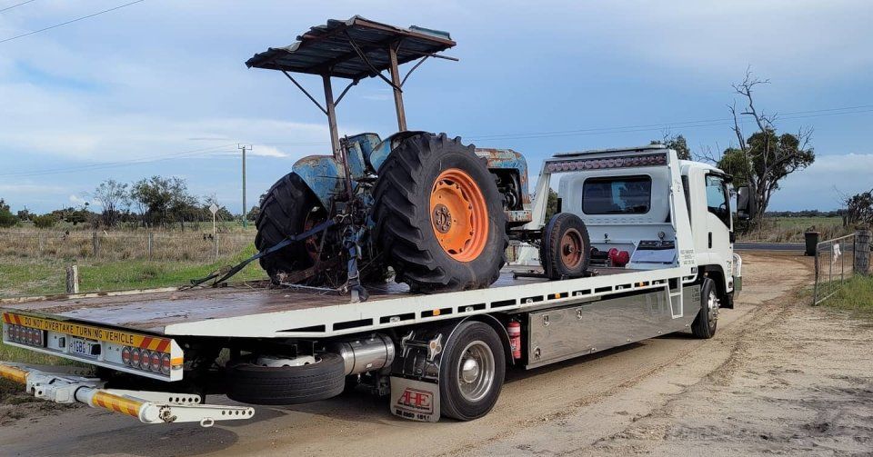tractor being transported