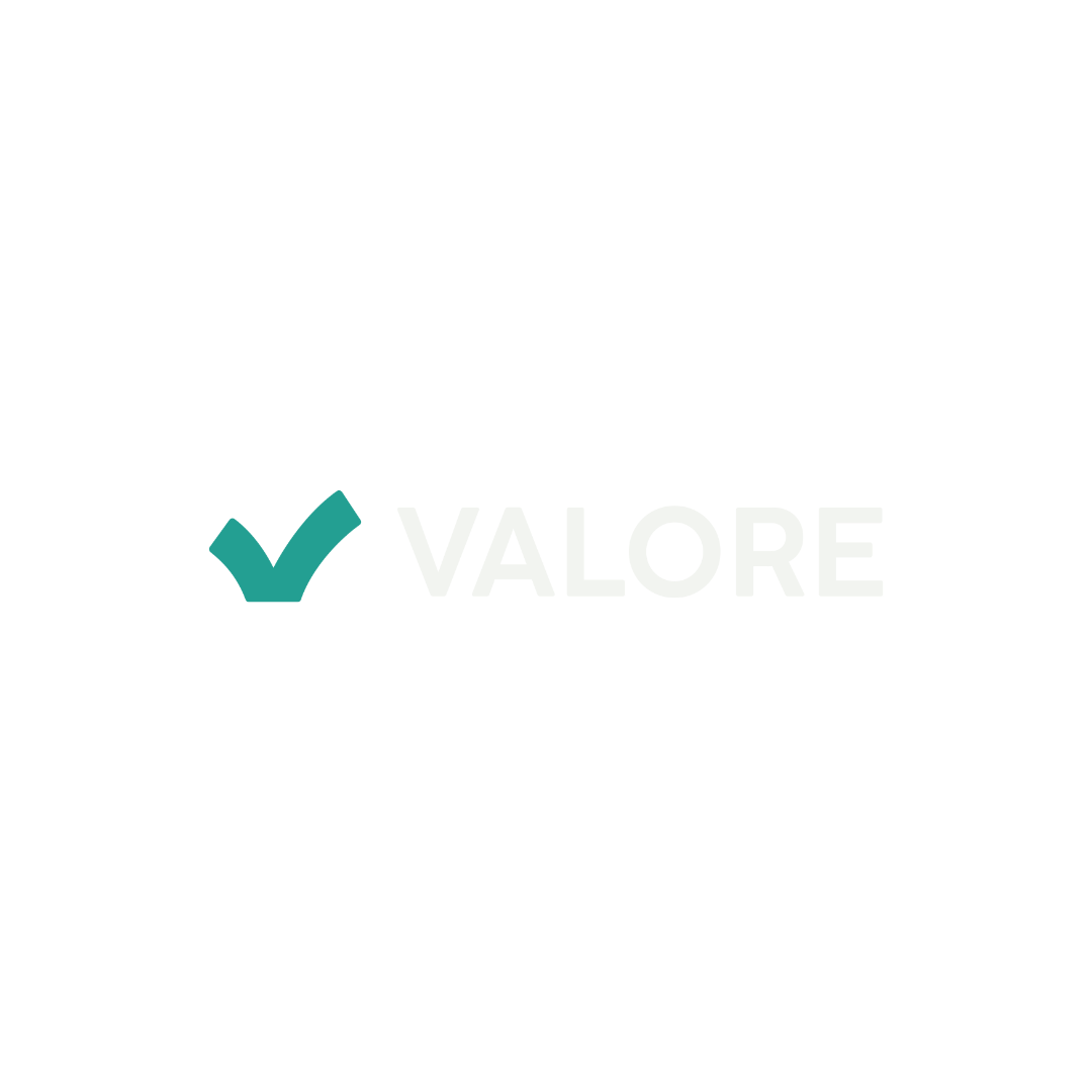 O logotipo da valore é uma marca de verificação verde em um fundo branco.