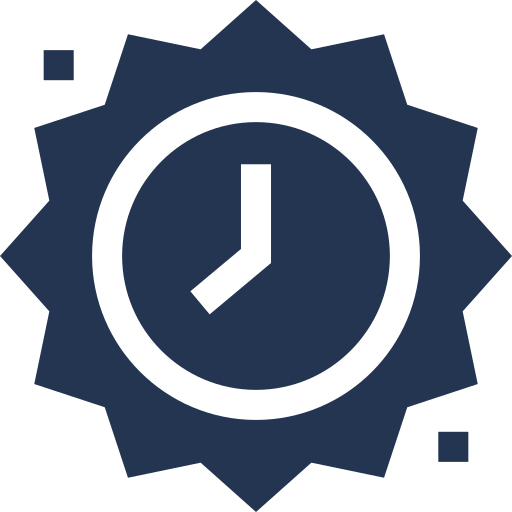 An icon of a sun with a clock inside of it.