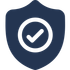 A shield with a check mark inside of it.
