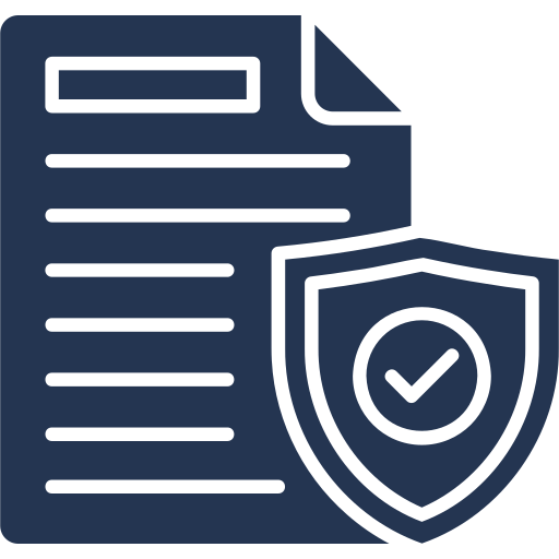 A shield with a check mark inside of it.