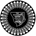 A black and white logo for the blackfeet nation pikun.