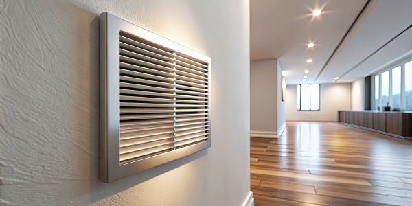 There is a vent on the wall in the hallway.