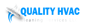 A blue and white logo for quality hvac cleaning services