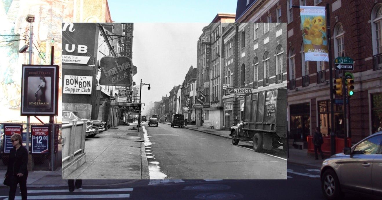 Black and white of 13th street philadelphia