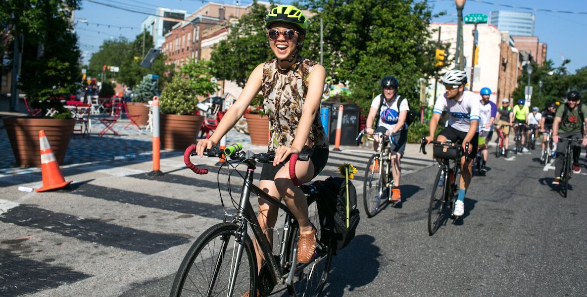 Bike riders on 13th Street