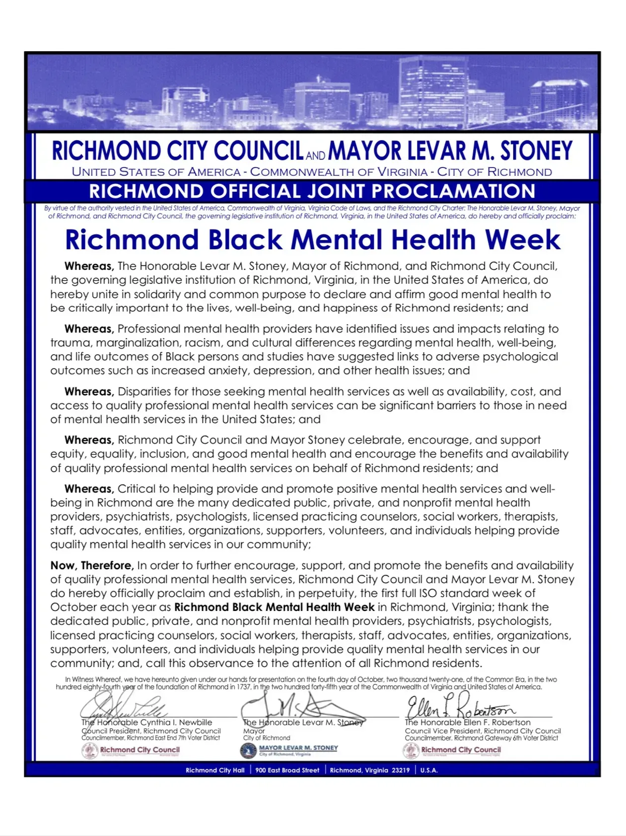 A poster for richmond black mental health week.