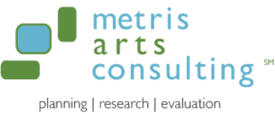 A logo for metris arts consulting planning research and evaluation