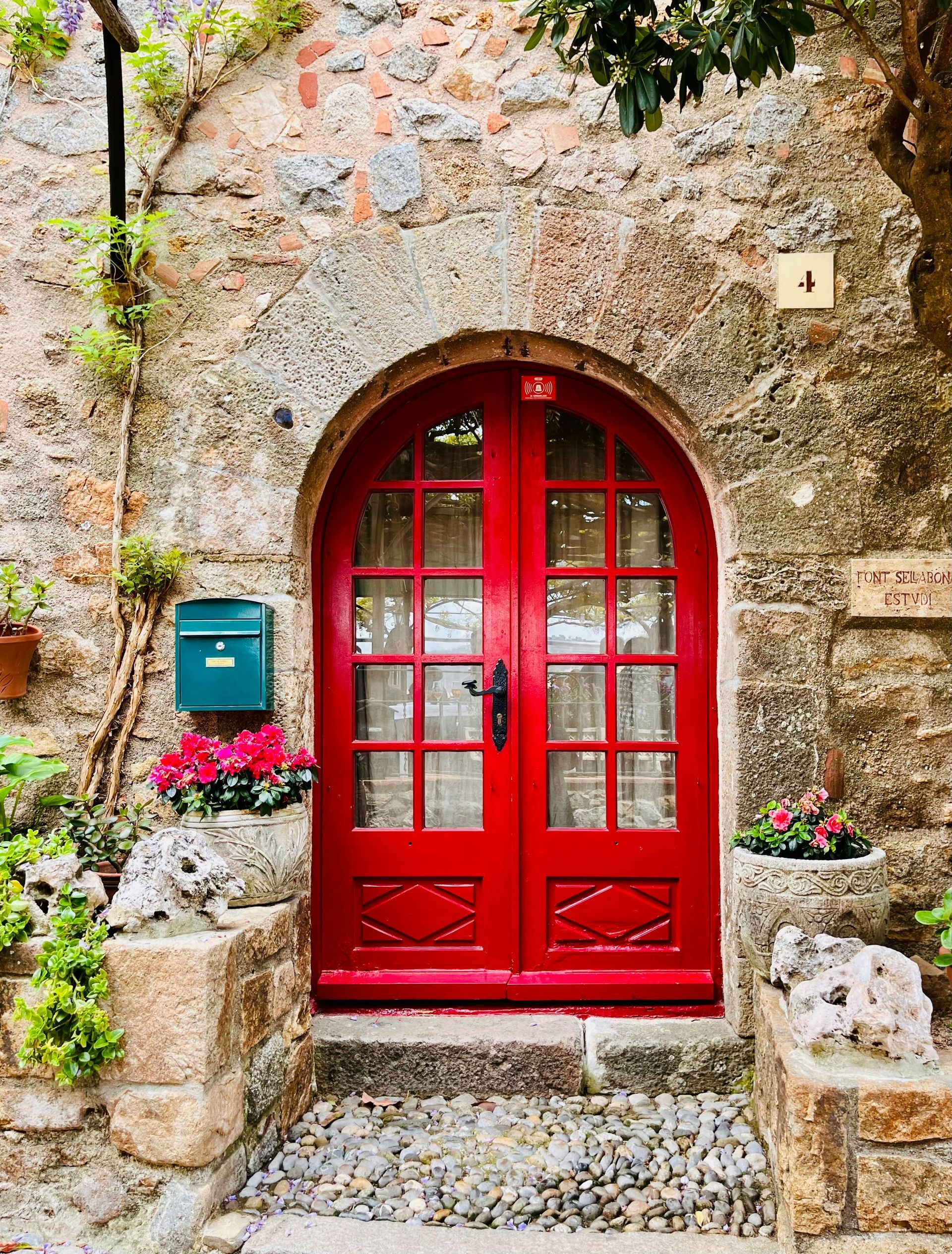 Red painted door by Rose Decor in Preston, UK.