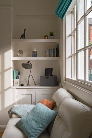 Unique layout combining living space with bathroom amenities