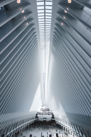 Church interior with musical elements and light control