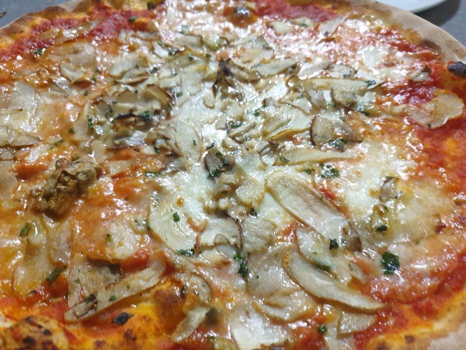 pizza cotta nel forno a legna