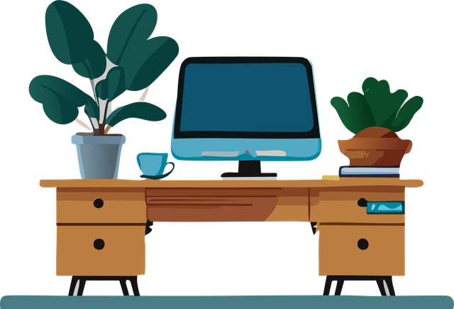 computer desk for remote working and elearning