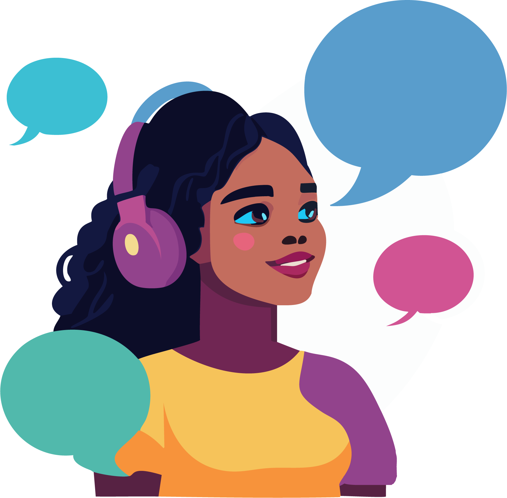illustration of an African American woman with questions about eLearning
