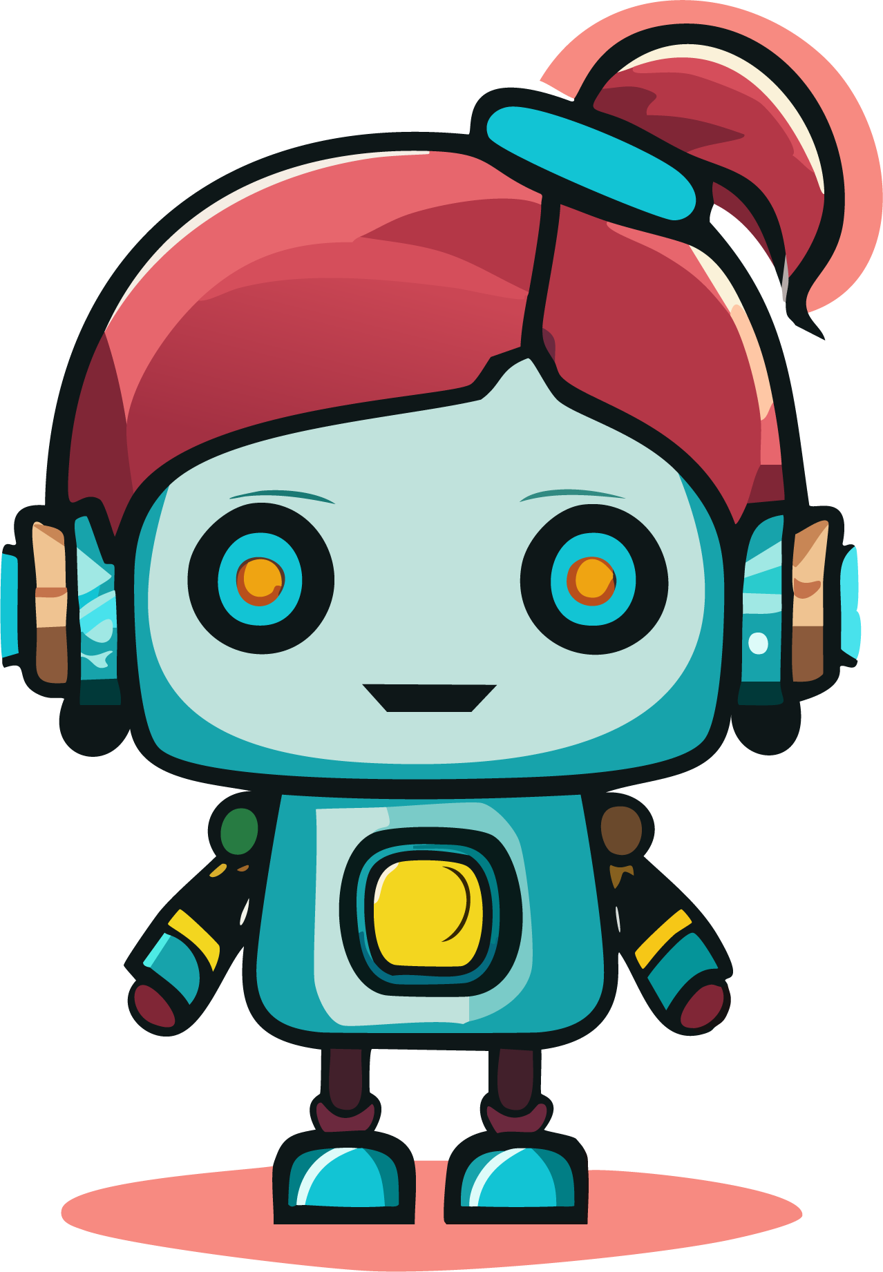 happy retro robot with bright colors excited about adobe illustrator