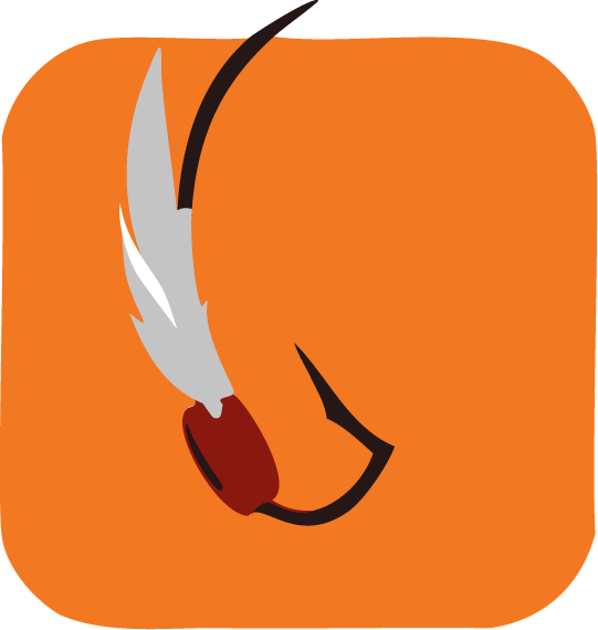 fly fishing lure illustration with orange background