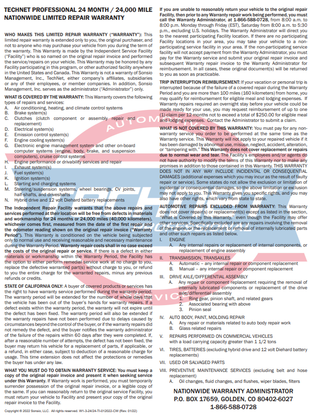 Technet Warranty | Coastal Automotive