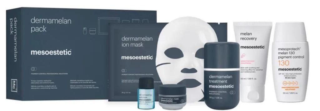 A box of skincare products including a mask and lotion.