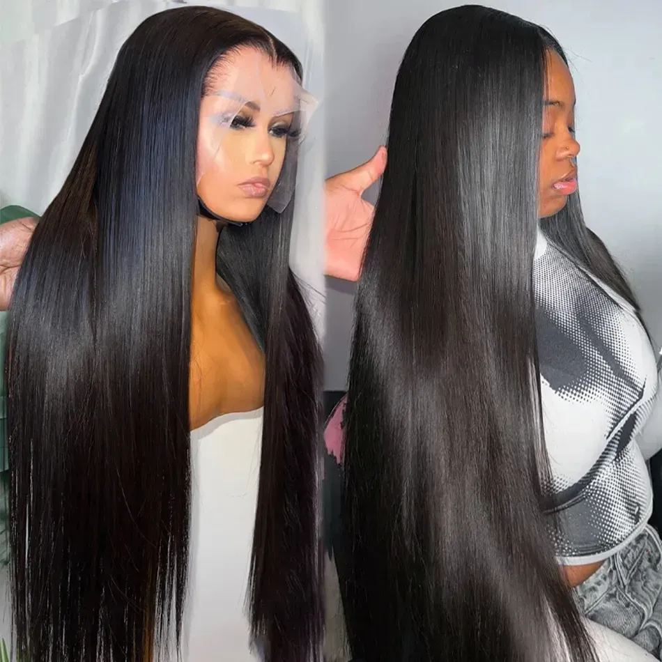 alt="Sleek and silky straight virgin hair wigs for natural styling"
