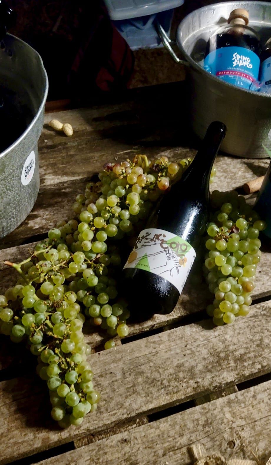 Panino arepa con prosciutto, rucola e parmigiano su un piatto nero.