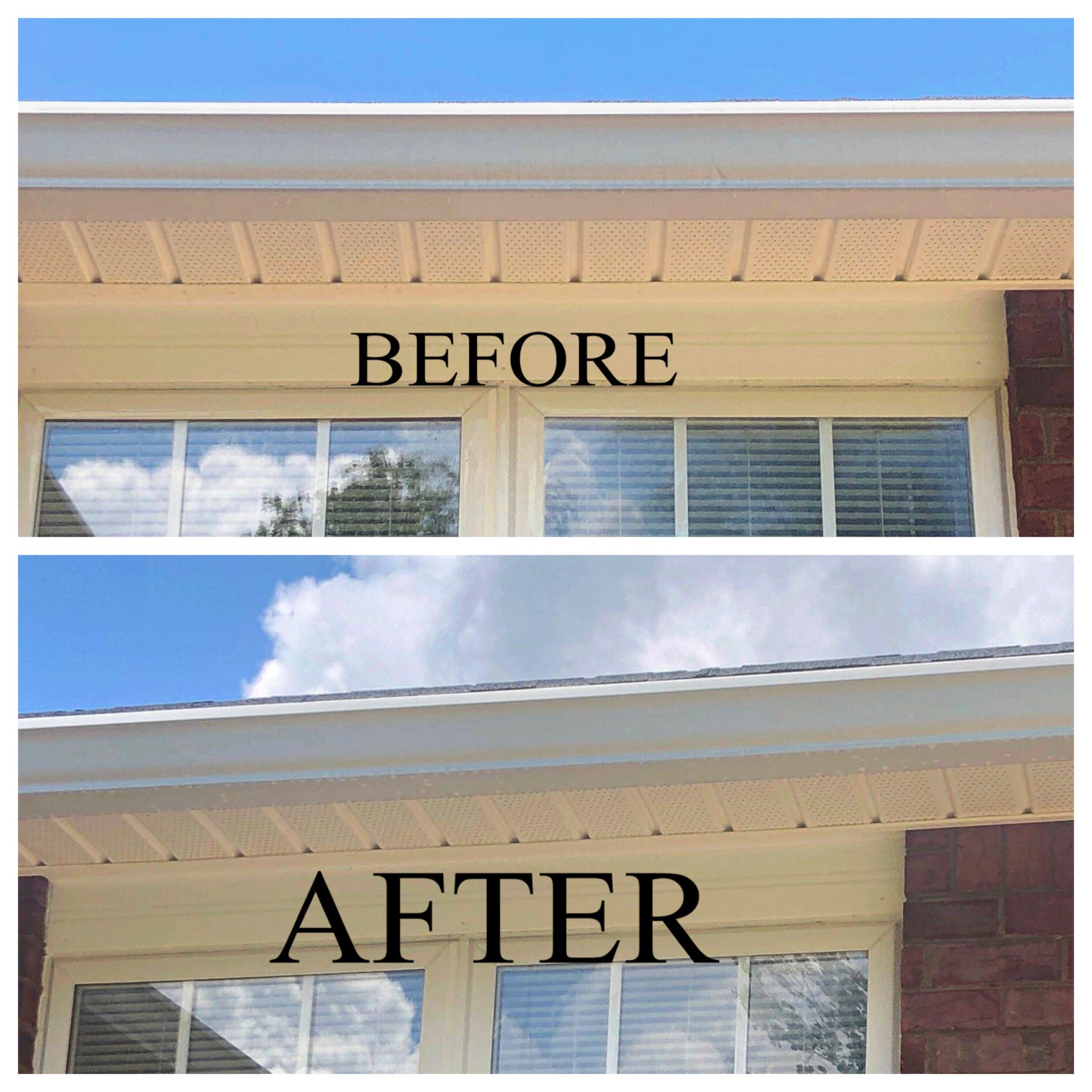 A before and after picture of the roof of a house.