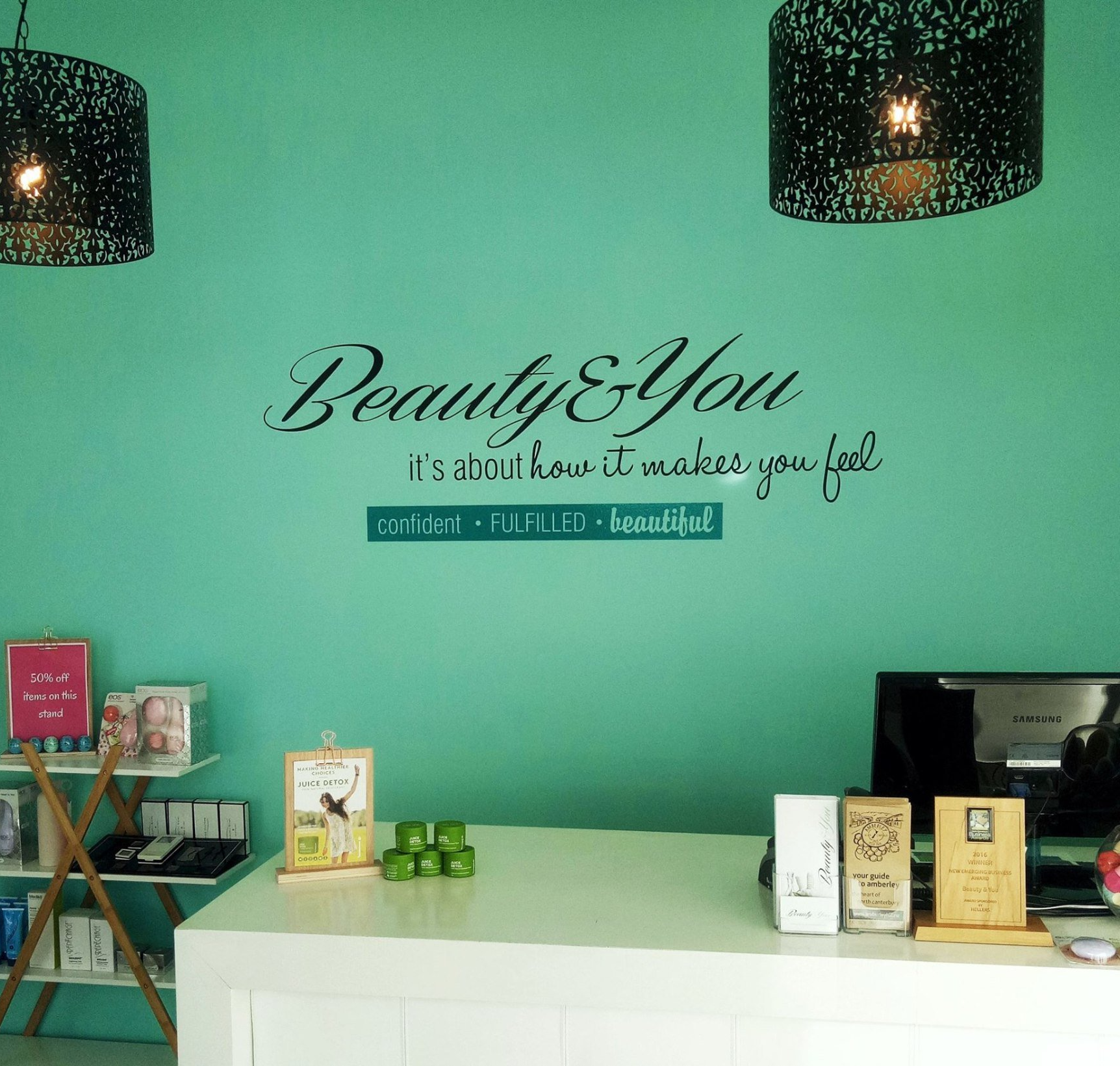 Beauty and You, Amberley, Signage, Interior, Furniture, Design, Shelfing, Bespoke