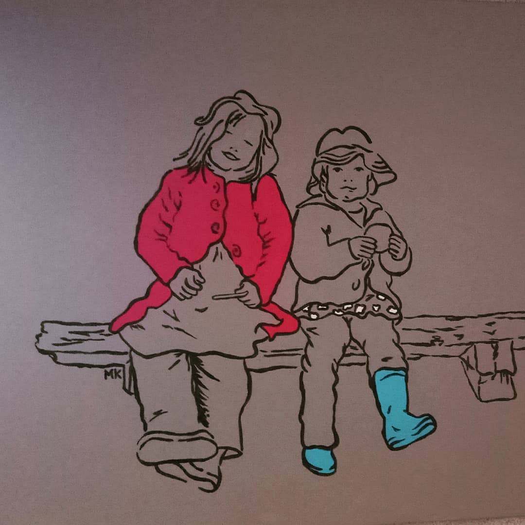 murals by margot.nz, atwork, custom, Illustration, sketching, design, commercial, business, corporate, product design, labels, graphics, drawn, hand, pencil, pen, black and white, buildings, people, lovel,m community,  murals, margot.nz, nz, margot, margotkorhonen, margot korhonen