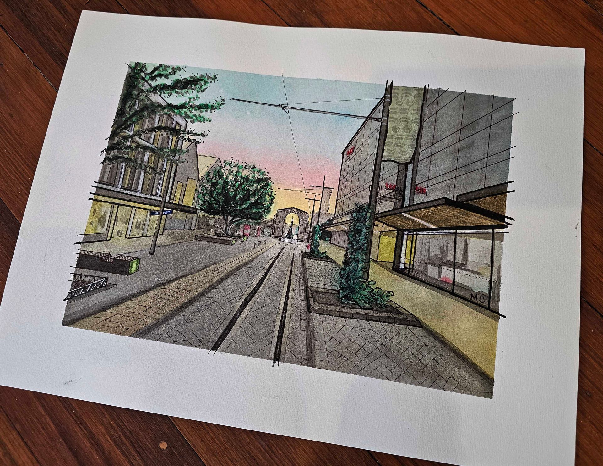 PRINT - Bridge of Remembrance from Cashel Mall