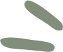 Two olive-green, oval-shaped objects; one angled and one horizontal.