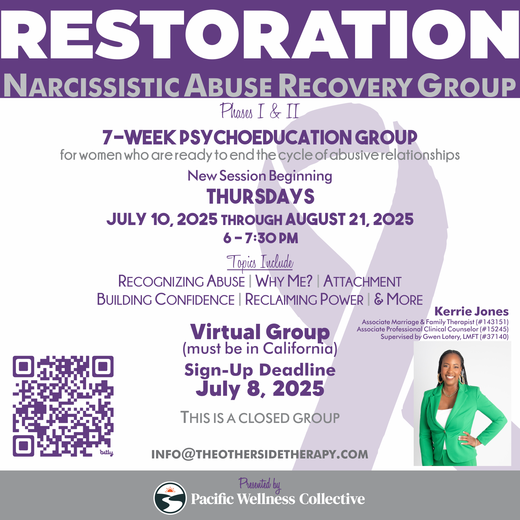 Flyer for narcissistic abuse recovery group