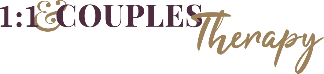 1:1 & Couples Therapy text in purple and gold.