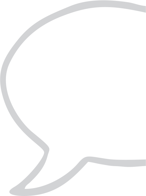 Speech bubble outline, empty, white interior.