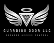 Silver wings and halo over a triangle with a lock icon. Text reads "Guardian Door LLC" and "Secured Access Control".