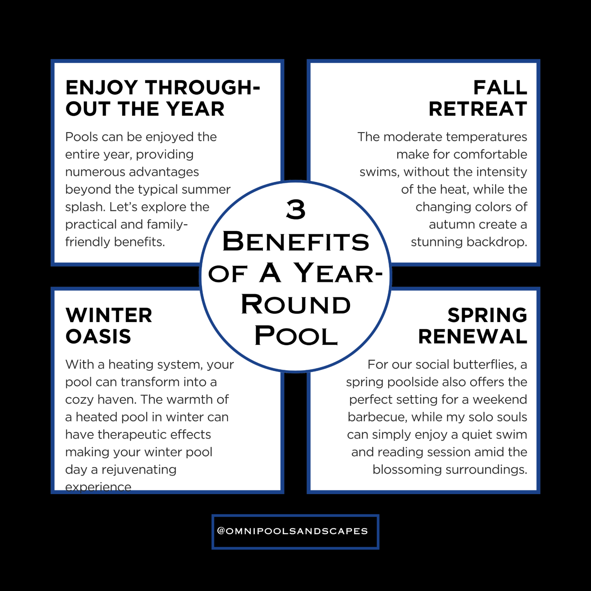 three benefits of a year round pool graphic outlining the blog post .