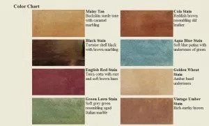 Color chart for concrete staining