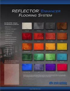 Color chart for Reflector Enhancer flooring system