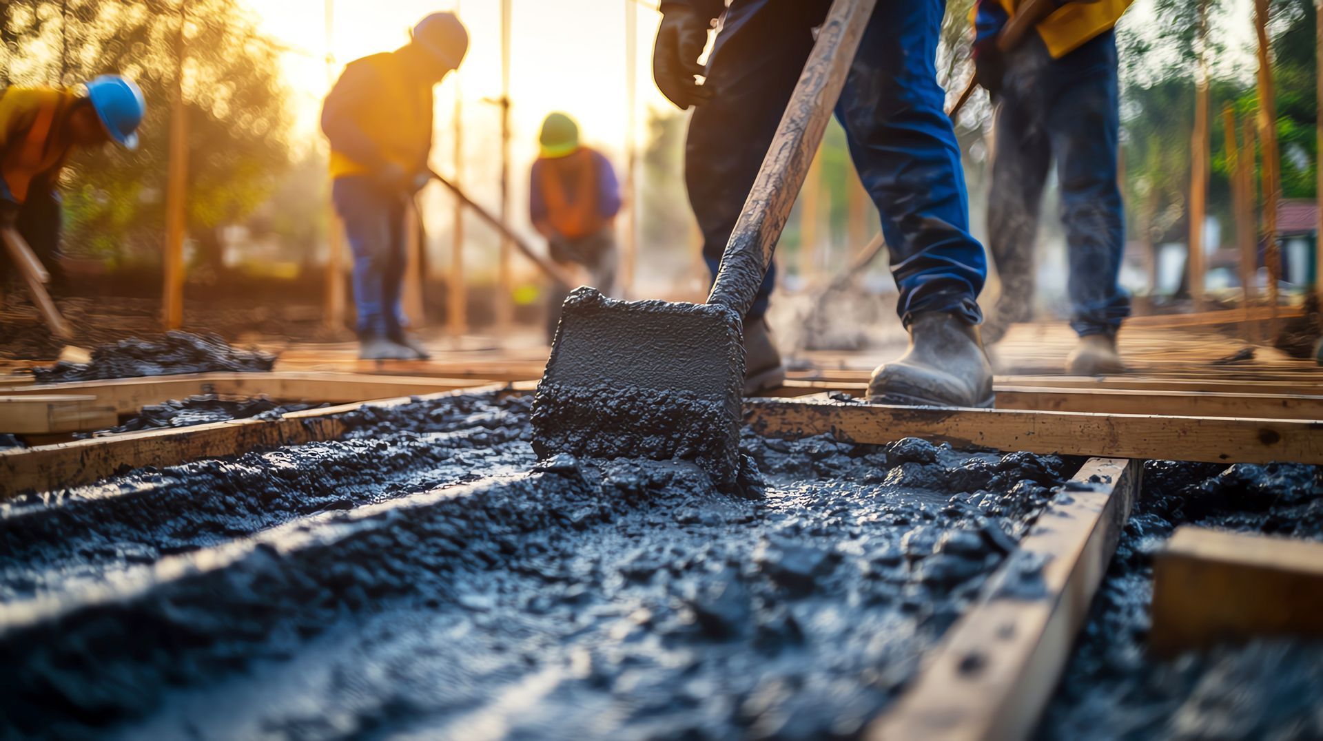 A group of construction workers are working on a construction site.
