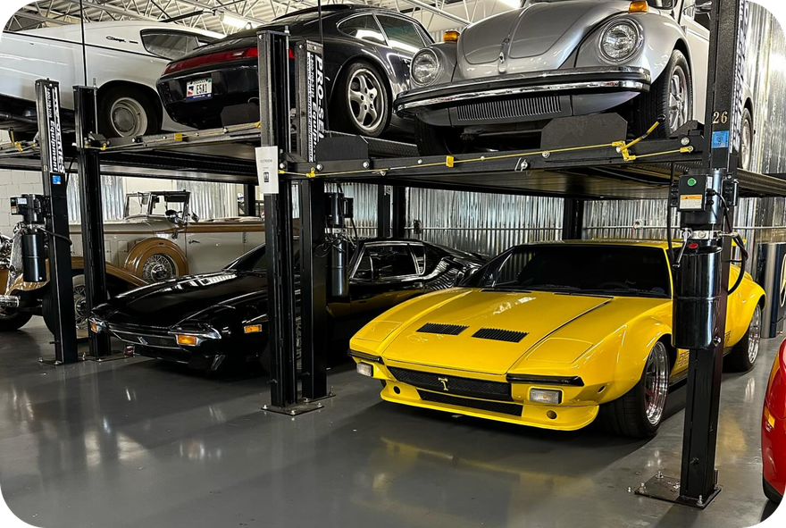 Car Bay with Yellow Car | Pete's Service Center