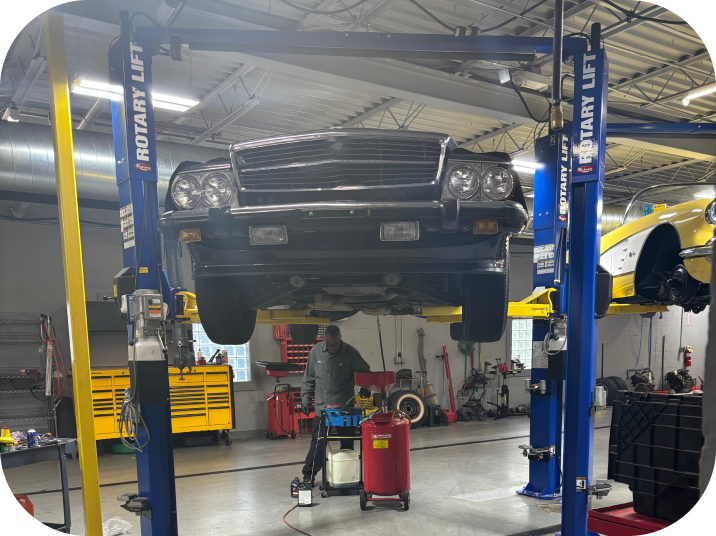 Car Bar Mercedes Benz on Lift | Pete's Service Center