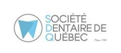 The logo for société dentaire de quebec has a tooth in a circle.