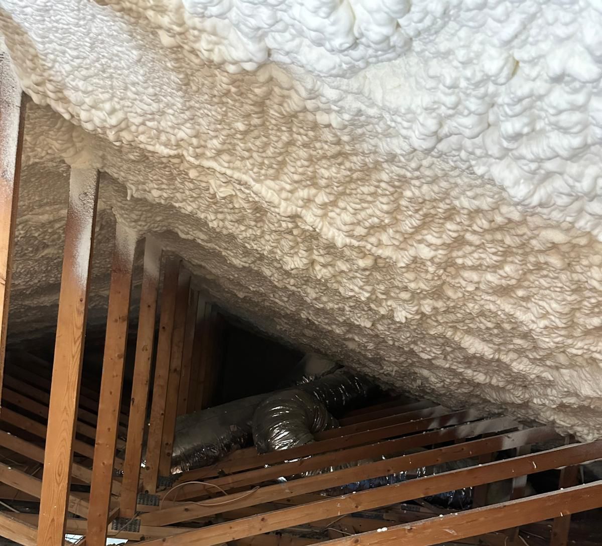 A lot of foam on the ceiling of the attic in Sun City, Arizona.