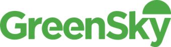 A green sky logo on a white background